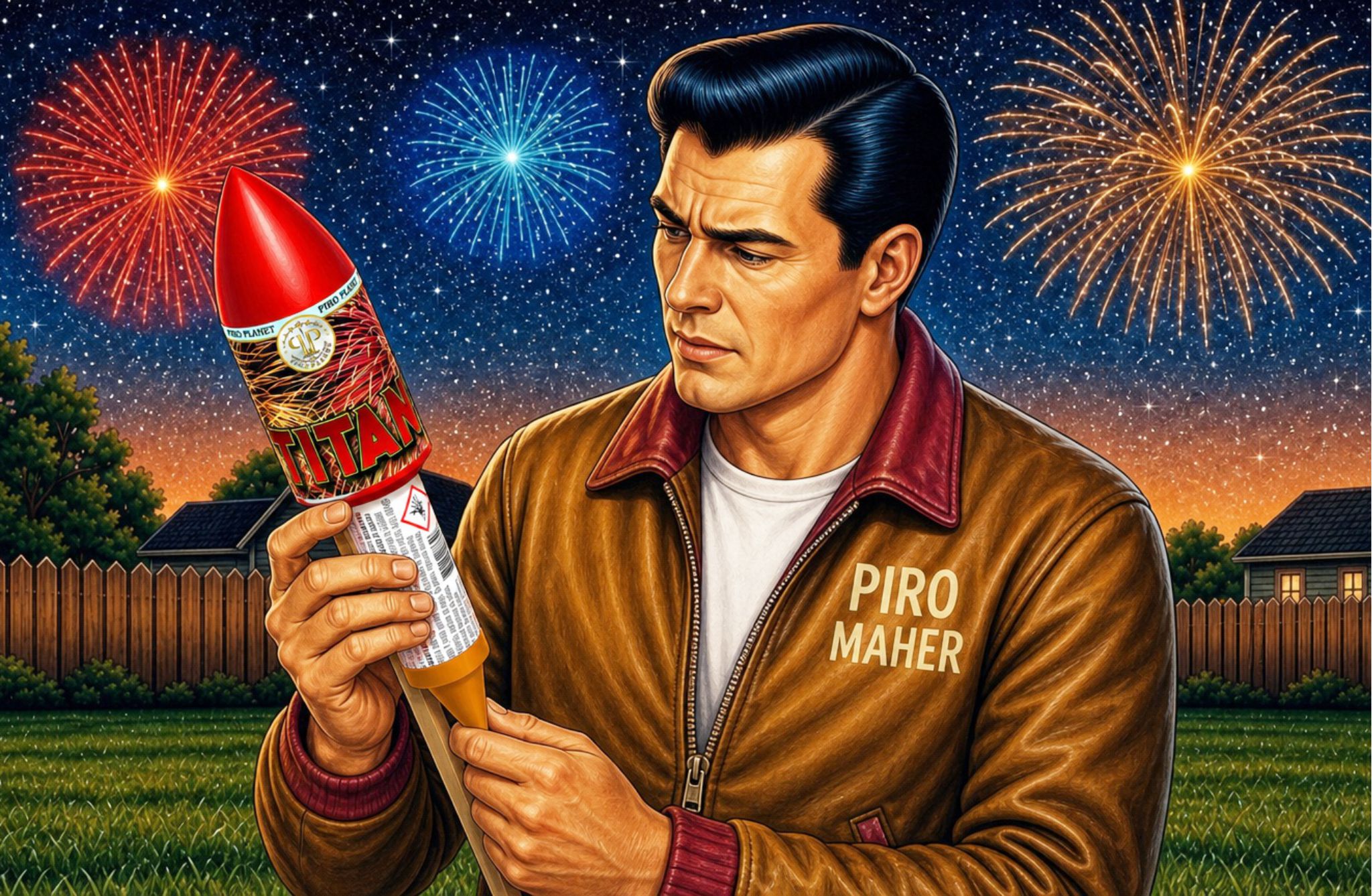 Piro Maher bere navodila na ognjemetni raketi